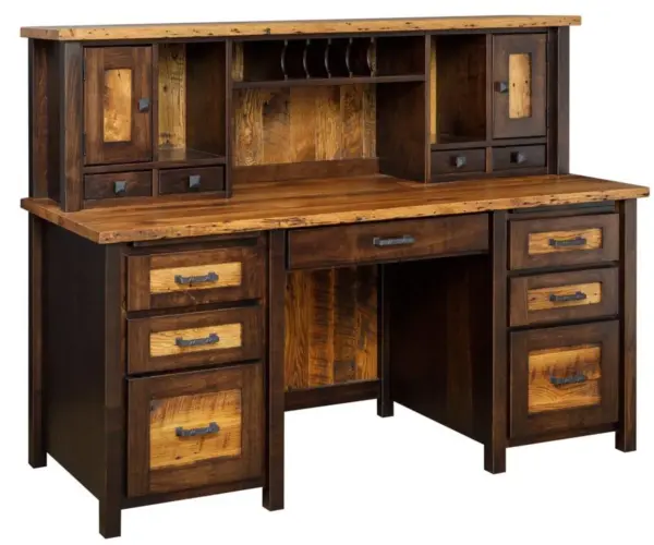 Loft Desk with Computer Hutch